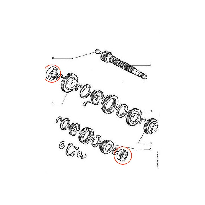 BOITE MA - Kit roulements arbre secondaire SKF